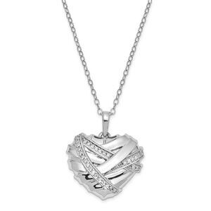 Sterling Silver & CZ Bandaged Heart Ash Holder Necklace, 18 Inch